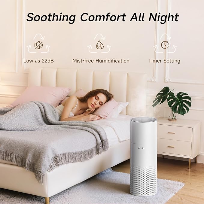 Afloia Humidifier and Air Purifier in One, Air Purifier and Evaporative Humidifier Combo for Home, 24dB Quiet Air Cleaner Remove Pets Dust Dander Hair Allergy Pollen Smoke Smell for Room - Image 8
