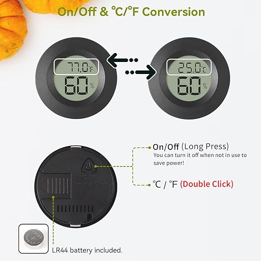Atogou 3-Pack Mini Hygrometer & Thermometer, Indoor Outdoor Digital Humidity Meter Gauge Temperature, ℉/℃, for Home, Office, Reptile, Car, Greenhouse, Lab, Terrarium, Cellar.. A01 Black - Image 4