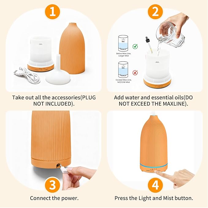 URPOWER 100ML Essential Oil Diffuser Ultrasonic Cool Mist Humidifier with 7 LED Lights, Timer & Auto-Off Quiet Aromatherapy Scent Diffuser for Home Bedroom Office Relaxation - Image 7