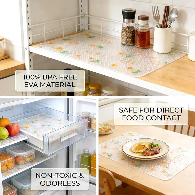 Beautysaid Shelf and Drawer Liner for Kitchen Cabinet, EVA Non-Adhesive Waterproof Shelf Paper, Non Slip Decorative Grip Shelves Liners for Dresser Pantry Bathroom Refrigerator (Floral,24 in x 20 FT) - Image 6