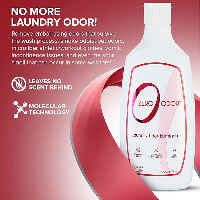 Zero Odor – Laundry Odor Eliminator - Permanently Eliminate laundry Odor – Patented Molecular Technology Best For Clothes, Towels & Linens, Shoes, Bags, Etc. - rinse and refresh Again, 16oz - Image 3