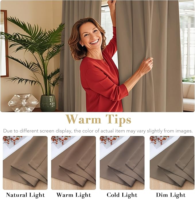 H.VERSAILTEX Blackout Curtains Thermal Insulated Window Treatment Panels Room Darkening Blackout Drapes for Living Room Back Tab/Rod Pocket Bedroom Draperies (2 Panels, Macchiato, 52 x 54 Inch) - Image 3