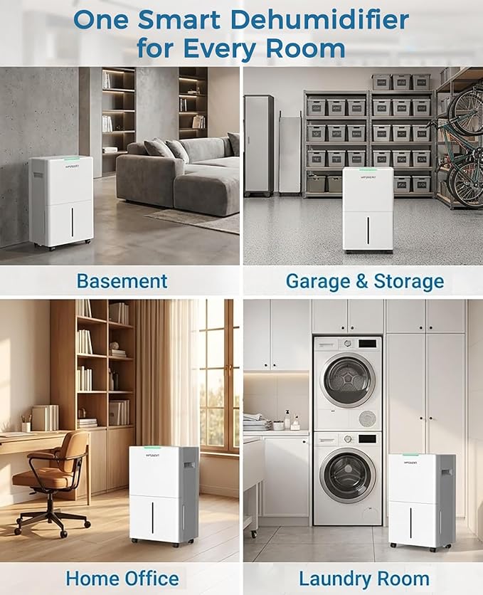 4000 sq.ft Dehumidifier for Basement with Drain Hose, 45 Pint Dehumidifiers for Home, Smart Compressor Dehumidifies for Large Room, Bedroom, 3 Modes, Intelligent Humidity Control, Auto Defrost - Image 7