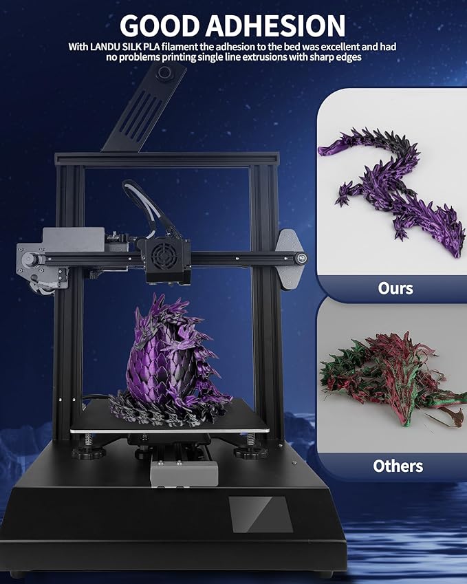 LANDU Silk Dual Color PLA Filament 1.75mm 1KG, 3D Printer Filament Dimensional Accuracy +/- 0.02mm, Coextrusion Filament PLA Shiny Filament Fits for Most FFF 3D Printers,1KG Spool,Black Purple - Image 4
