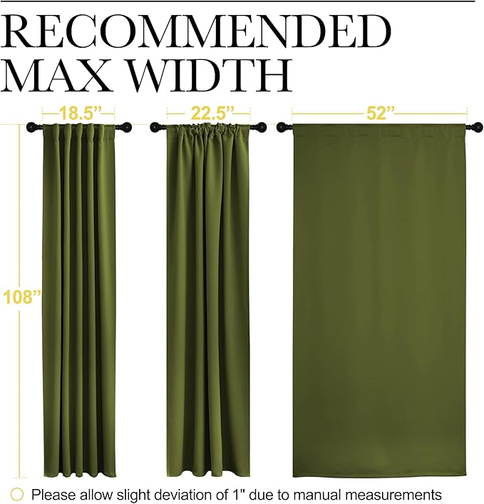 NICETOWN Christmas Living Room Blackout Curtains - (Olive Green Color) 52" Wide by 108" Long, Set of 2, Thermal Insulated Window Drape Panels for Living Room - Image 7