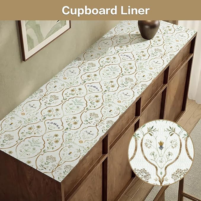 Drawer and Shelf Liner for Kitchen Cabinets Non-Adhesive Drawer Liners Strong Grip Floral Shelf Liners Non-Slip Cabinet Liner,Waterproof Kitchen Cabinet Liners for Shelves,12IN × 16.4FT - Image 7