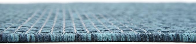 Unique Loom Collection Casual Transitional Solid Heathered Indoor/Outdoor Flatweave Area Rug (4' 1" x 6' 1" Rectangle, Teal/Navy Blue) - Image 10
