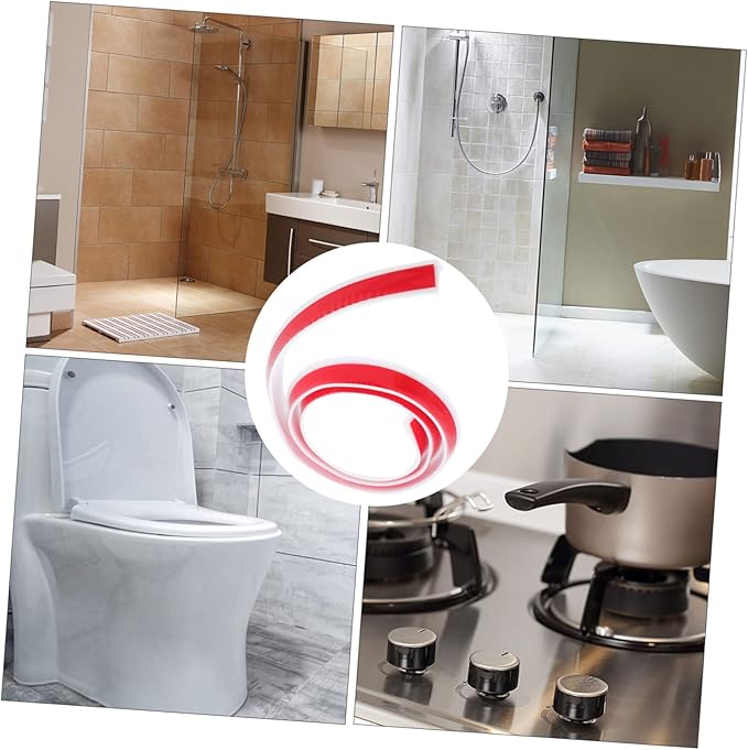 Angoily 2pcs Silicone Countertop Water Retaining Strip Self-adhesive Bathroom and Kitchen Splash Guard Sealing for Water Barrier - Image 5