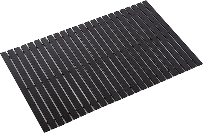 Bath Mat Bathroom Rugs Floor Wood Shower Bathtub Waterproof Non Slip Accessories 16x24 Inch Easy to Clean, Black, 1 pc by Fovlaurs