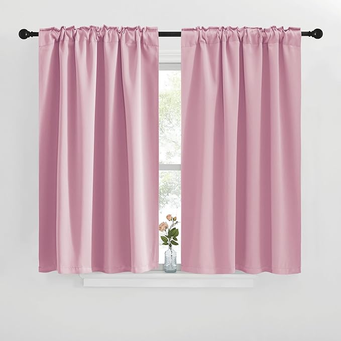 NICETOWN Blackout Curtain Panels for Living Room - (Rouge Pink Color) 29x36 inch, 2 Panels Set, Room Darkening Blackout Drapes for Window - Image 2
