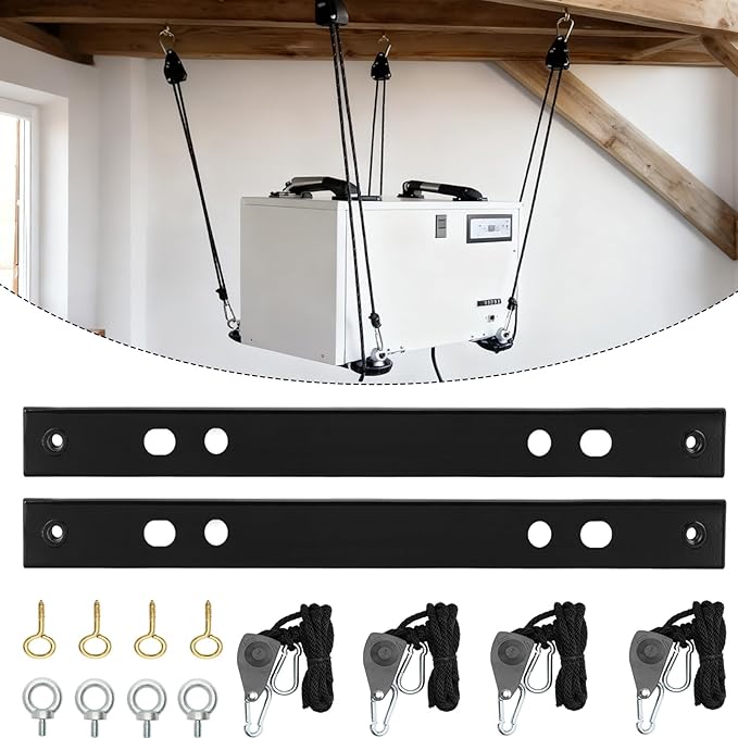 Heavy-Duty Hanging Kit Easily Raises And Lowers Dehumidifier, Helps Reduce Dehumidifier Noise And Vibration, Hanging Kit Improves Space Utilization, For Crawl Space, Basement, 300 Lb. Weight Capacity by Lonsge