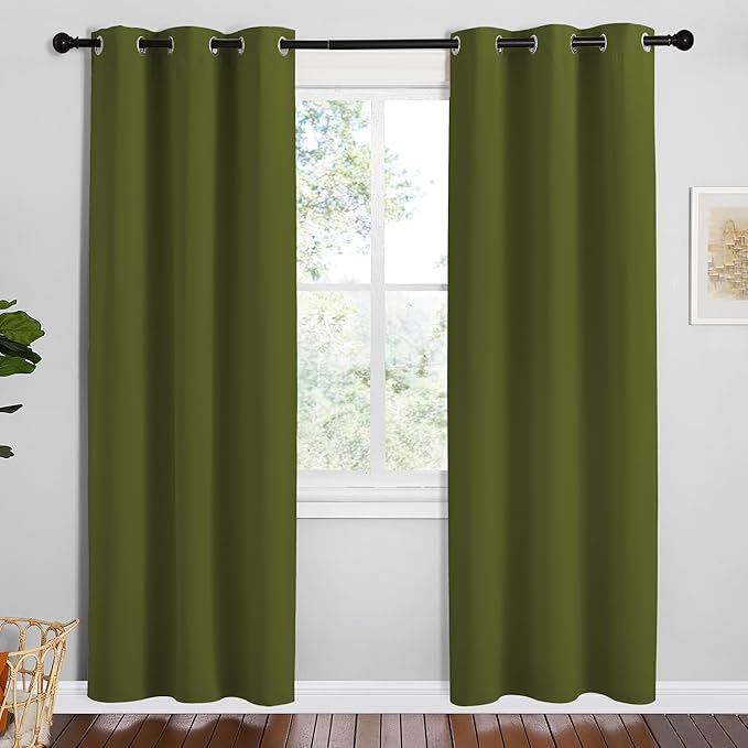 NICETOWN Olive Green Blackout Curtains 78 inches Length for Bedroom, 2 Panels, 42" Wide, Thermal Insulated Decoration Drapes for Office Window by NICETOWN