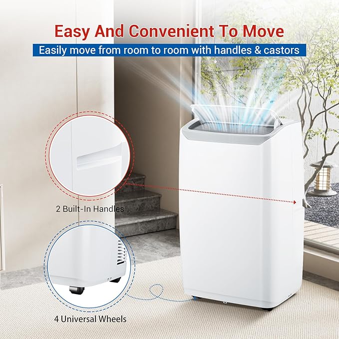 12,000 BTU Portable AC Units for Rooms, 3-In-1 Portable Air Conditioner Up to 550 Sq.Ft(Approx.) | Remote, LED Display, 24H Timer | Includes Window Kit & Extendable Hose, White-3032 - Image 8