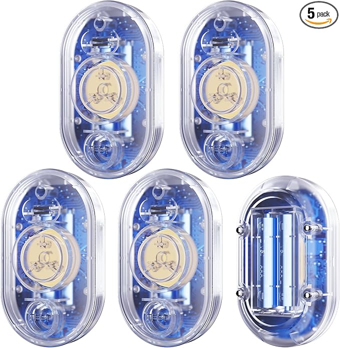 5 Pack WD61 Water Leak Detector for Home, 120dB Water Sensor Alarm for Basement, Leakage Detection Device for Under Sink/Pipe/Drain Drip, Floor Flood in Bathroom/Kitchen/Toilet/Laundry Room, Clear by METAK