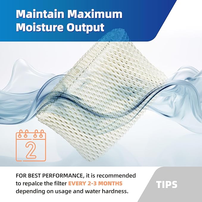 WF2 Humidifier Filter Replacement for Vicks & Kaz Starry Night Cool Mist Humidifier V3500N V3700 V3100 V3900, Fit for Honeywell HCM-300T HCM-350 WA-8D Filters for Sunbeam 1118 1119-6 Pack - Image 5
