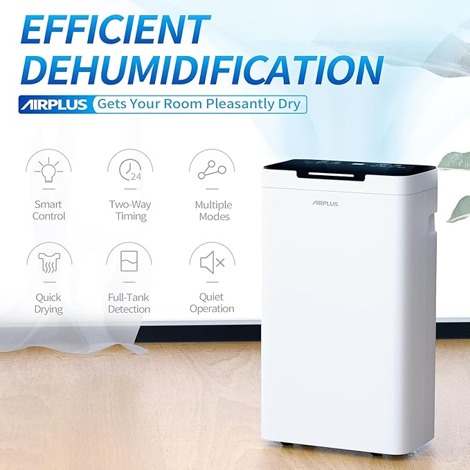 AIRPLUS 1,500 Sq. Ft Dehumidifier for Basement, 30 Pints Powerful Dehumidifier for Home, Large Rooms, Bedrooms, Sufficient Capacity Water Tank with Drain Hose (AP2011N) - Image 2