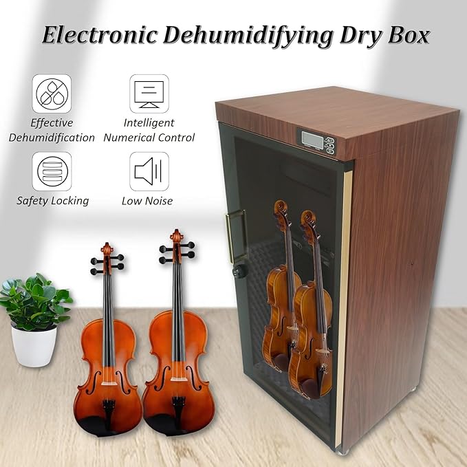 INTSUPERMAI 110V Smart Dry Cabinet with Humidifier Dehumidifier, Musical Instrument Storage Cabinet for Violins 35-60% RH Control Basses Display Case Lockable Musical Instrument Storage Box - Image 4