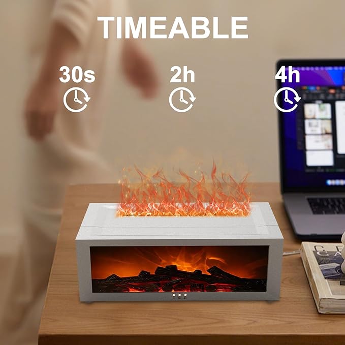 Fireplace Diffuser Humidifier,Fireplace Aromatherapy Essential Oil Diffuser, Ultrasonic Colorful Cool Mini Flame Fire Aroma Humidifier with Timer for Home,Bedroom,Office,Yoga - Image 4