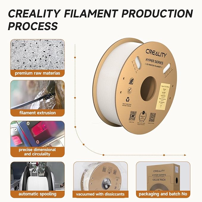 Official CREALITY Hyper PLA Filament 1.75mm White 2KG, 30-600mm/s High Speed PLA Rapid 3D Printer Filament, 2 Pack 1kg Spool(2.2lbs), Dimensional Accuracy +/-0.02mm, Fit Most FDM 3D Printer - Image 2