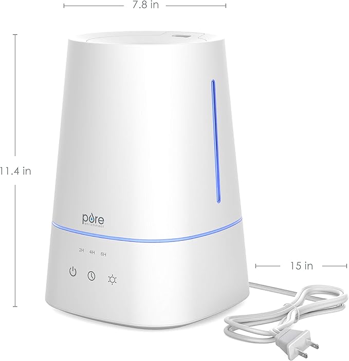Pure Enrichment HUME Max - Easy Top-Fill Ultrasonic Cool Mist Humidifier, 3.7-L (1 Gallon) Water Tank, 3 Mist Settings, & Auto Shut-Off Timer - Ideal for Large Bedrooms, Nurseries & Dry Areas (White) - Image 7