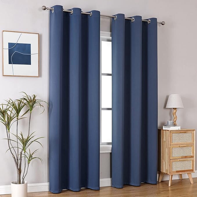 ChrisDowa Grommet Blackout Curtains for Bedroom and Living Room - 2 Panels Set Thermal Insulated Room Darkening Curtains (Stone Blue, 42W x 84L) - Image 6