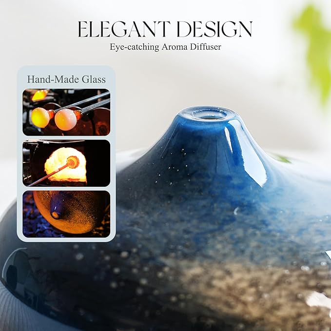 Porseme 500ml Glass Essential Oil Diffuser Aromatherapy Ultrasonic Cool Mist Humidifier 15-21 Running Hours Waterless Auto-Off Air Diffusers for Sleeping Yoga Office Working Spa and Rest (Galaxy) - Image 5