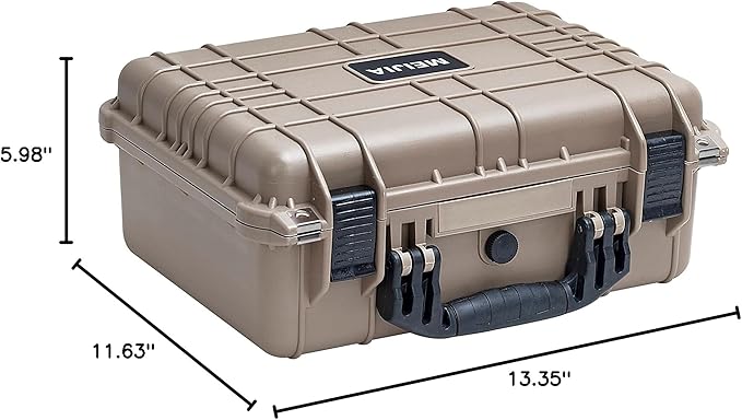MEIJIA Portable All Weather Waterproof Protective Case,Hard Case,Camera Case With Customized Fit Foam,Fit Use of Drones,Camera,Equipments,Pistols,13.35 x11.63x5.98inches (Desert Tan) - Image 8