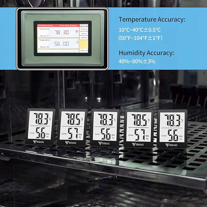 DOQAUS Humidity Meter, 2 Pack Room Thermometer Indoor, Hygrometer with 5s Fast Refresh, Temperature Humidity Monitor Meter for Baby Room, Living Room, Basement, Greenhouse, Office - Image 9