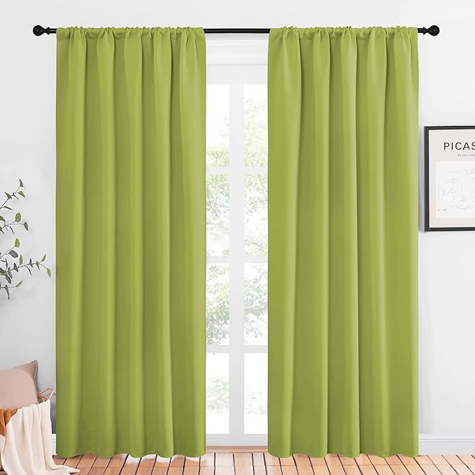 NICETOWN Window Curtains Blackout Drapes, Fresh Green, 1 Pair, 52 by 84-Inch, Thermal Insulated Solid Rod Pocket Blackout Curtains/Draperies for Living Room by NICETOWN