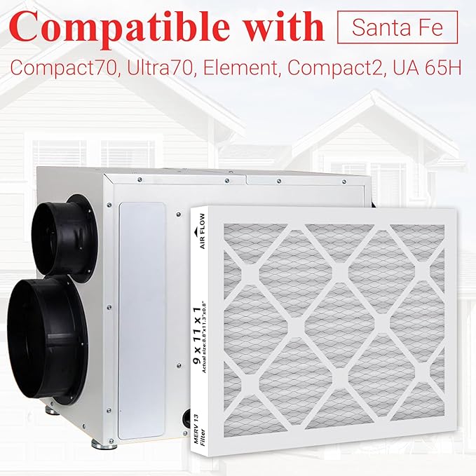 9 x 11 x 1 MERV 13 Replacement Dehumidifier Filter Compatible with Santa Fe Compact70, Ultra70, Element, Compact2, UA 65H Dehumidifier Models, 4 Packs - Image 3