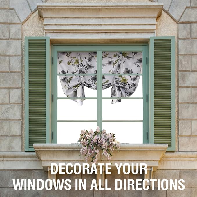 H.VERSAILTEX Tie Up Curtain Double Sided Cattleya Floral Printed Window Valance Balloon Roman Curtain, Rod Pocket 1-Pack, Reversible in Blue/Olive, W 42 x L 36 - Image 8