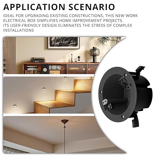4" Electrical Round Outlet Black Box, 18 Cubic Inch ETL Listed Round Outlet Box, 2-Hour Fireproof for Home Improvement (12 Pack) - Image 3