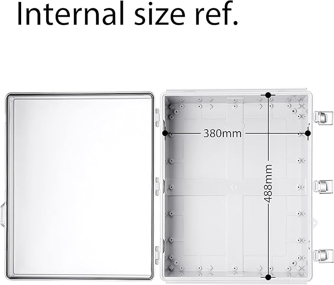 Junction Box, IP67 Waterproof Plastic Enclosure for Electrical Project, Hinged Grey Cover, Includes Mounting Plate and Wall Bracket (Transparent Cover, 20"×16.1"×7.9") - Image 4