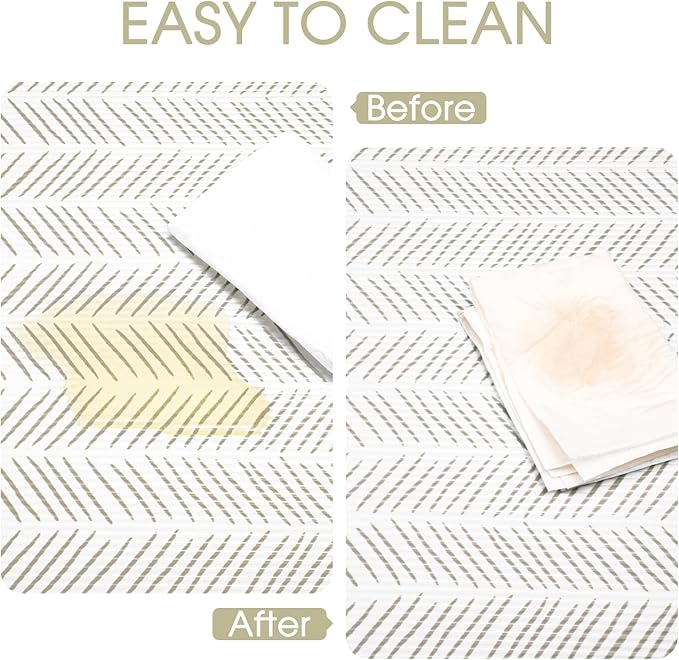 Glotoch Shelf Liners for Kitchen Cabinets, 12in x 20FT Non-Adhesive Liners for Shelves,Non Slip Waterproof Contact Paper for Drawers Pantry EVA Wire Shelf, White and Beige Herringbone - Image 9