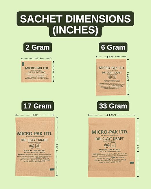 Micro-Pak Dri Clay Kraft, Highest Moisture Absorption Desiccant Packs, Silica Gel Packets Alternative, Food Safe Bentonite Clay, Desiccant Packs for Storage, Moisture Absorbers for Closet, 33gx15pcs - Image 3