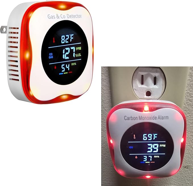 Combustible Gas & Carbon Monoxide Detector 4-in-1 Alarm with Temp/Humidity Sensor – Plug-in CO/Gas Leak Detector for Home, RV, Apartment Safety (Explosive Gas & CO Detection) (CO&Gas, 1-Pack) - Image 8