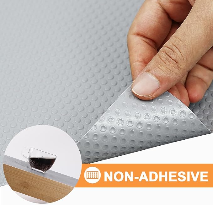 Shelf Liners for Kitchen Cabinets 16-inch: Waterproof Non-Adhesive Drawer Liner Light Gray - 16 in x 300 Inch Easy to Clean Cupboard Mat for Pantry Shelves - Image 4