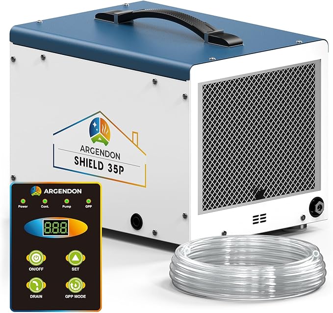 ARGENDON Crawlspace Dehumidifier with Pump, 70 Pint Commercial Dehumidifier for Basement with Drain Hose, Auto Defrost, Memory Starting, Compact, GLGR, Up to 1000 Sq Ft, 5 Years Limited Warranty by Argendon