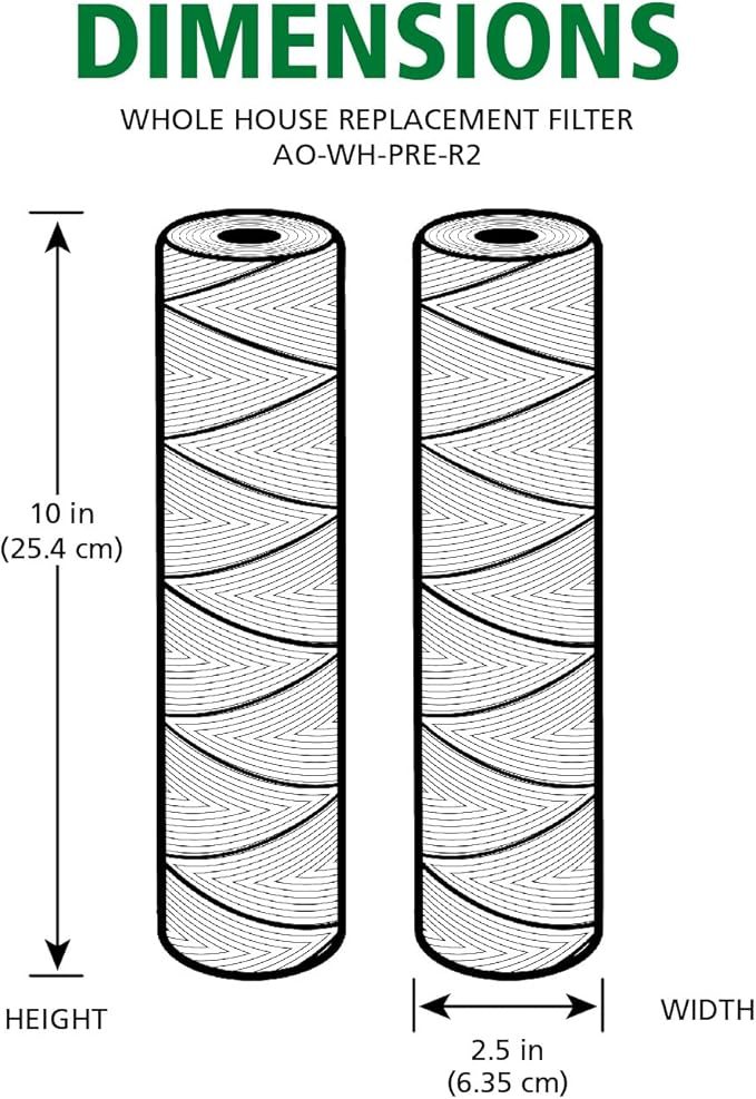 AO Smith 2.5"x10" 35 Micron Sediment Water Filter Replacement Cartridge - 2 Pack - For Whole House Filtration Systems - AO-WH-PRE-R2 - Image 5