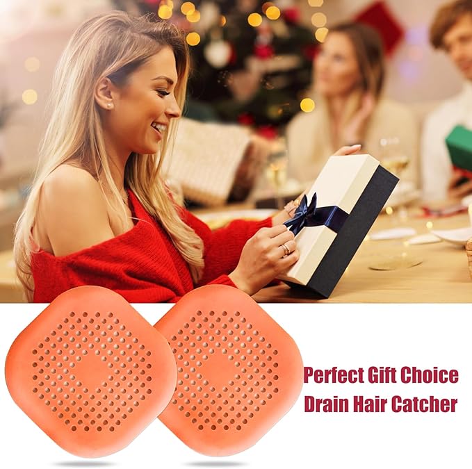 Hair Drain Catcher,Square Drain Cover for Shower Silicone Hair Stopper with Suction Cup,Easy to Install Suit for Bathroom,Bathtub,Kitchen 2 Pack (Orange) - Image 7
