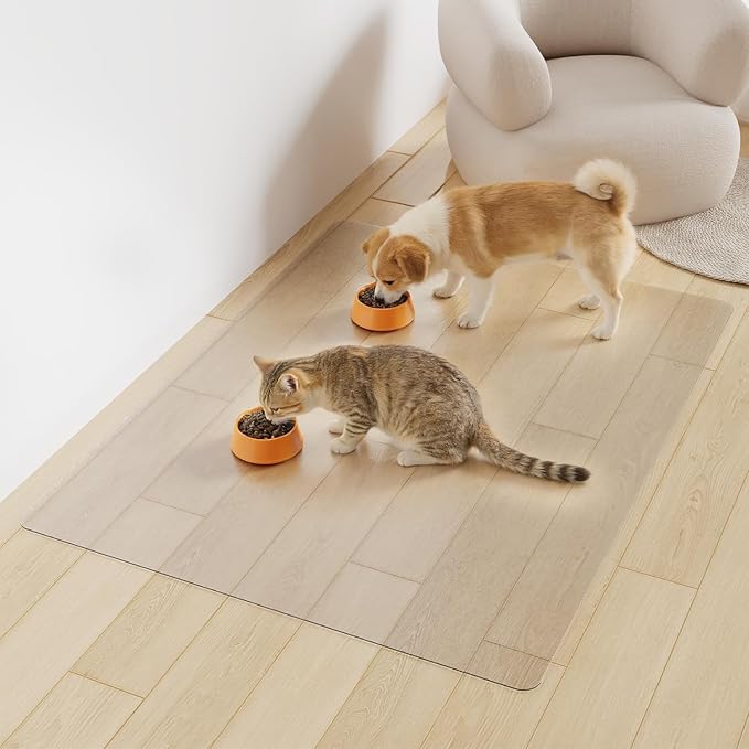 3'×4' Frosted Clear Waterproof Area Mat for Hard Floor, No Scratches Plastic Floor Mat for Litter Boxes, Spill-Resistant Easy Cleaning Floor Protector for Under Refrigerator, Plant Pots by Unknown