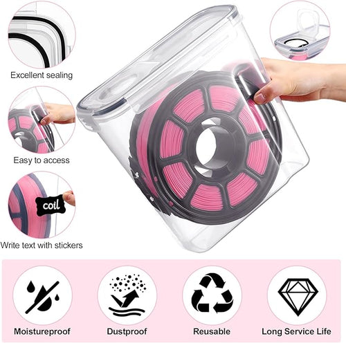 12 Pcs Large Filament Storage Box with Lids 3D Printer Dryer Clear Box Portable Storage with Label for 3D Printing Filaments Sealing and Protection 9.76 * 9.64 * 4.5inch - Image 2