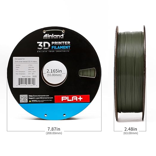 INLAND Micro Center PLA+ 3D Printing Filament 1.75mm - PLA Pro Dimensional Accuracy +/- 0.03 mm - 1kg Cardboard Spool (2.2 lbs) (1 Pack Olive Green, 1.75mm) - Image 4