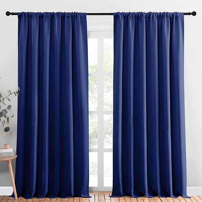 NICETOWN 2 Panels Blackout Curtains, Rod Pocket Thermal Insulated Drapess for Bedroom, Privacy Protection Easy-Care Heavy Duty Curtains for Living Room/Dining Room, W70 x L95 inches, Royal Blue by NICETOWN