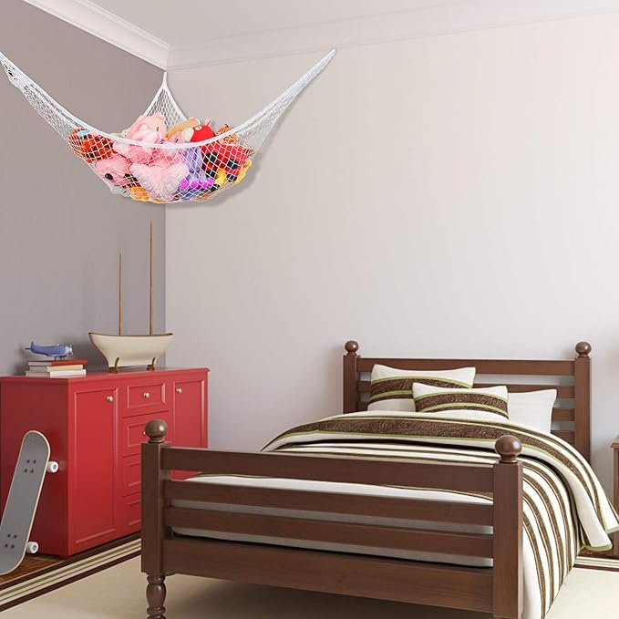 Toy Hammock, Stuffed Animals Hammock, Jumbo Toy Storage Net 83" Wall Sling Corner Extra Large Kids Children Mesh Toy Net Organizer (White, 83 Inch) - Image 6