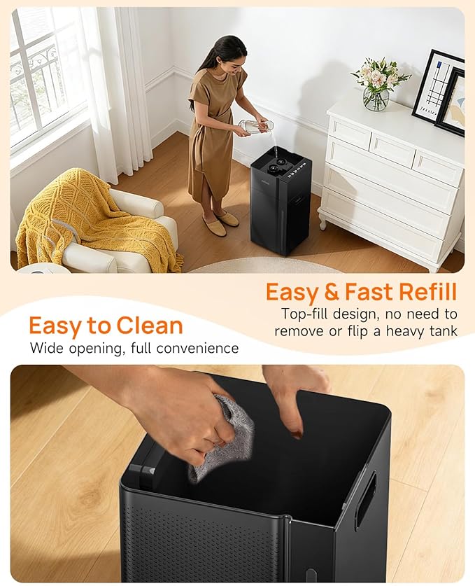 Mifasol Humidifier Large Room, 5.3Gal/20L Warm & Cool Mist Humidifiers for Home 1500 sq ft, Whole House Humidifier, Humidifiers for Bedroom Home Plants Office Large Areas, Black - Image 8