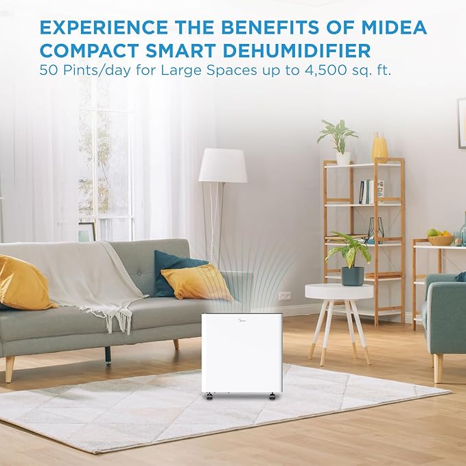 Midea 4,500 Sq. Ft. Dehumidifier with Pump Included 50 Pint - Ideal for Basements, Large & Medium Sized Rooms, and Bathrooms (Renewed) - Image 2