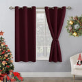 Hiasan Short Blackout Curtains for Bedroom - Thermal Insulated & Light Blocking Window Curtains for Living Room Christmas Decor, 2 Drape Panels Sewn with Tiebacks, Burgundy, 42 x 45 Inch by Hiasan