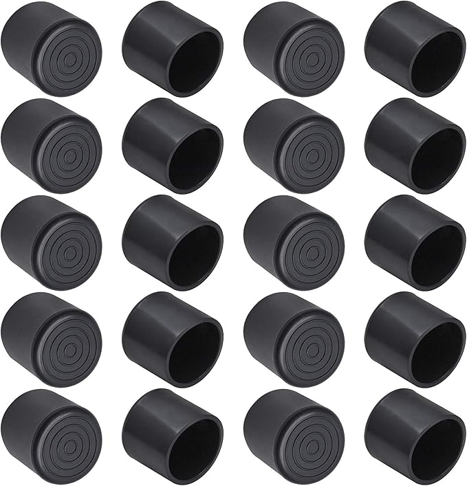 Round Rubber Furniture Leg Caps, 7/8 Inch Chair Leg Floor Protectors for Chair, Table, Sofa, Pack of 20 (22 x 22mm, Black) by Bonsicoky