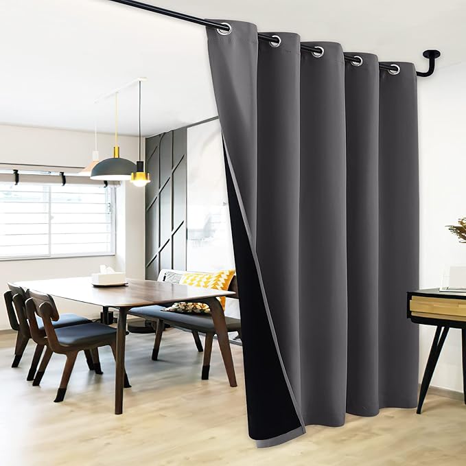 NICETOWN Total Shade Patio Door Curtain, Heavy-Duty Full Light Shading Sliding Door Drape Room Divider Curtain, Vertical Blinds for Window（1 Panel, 70 inches Wide x 84 inches Long, Gray - Image 2